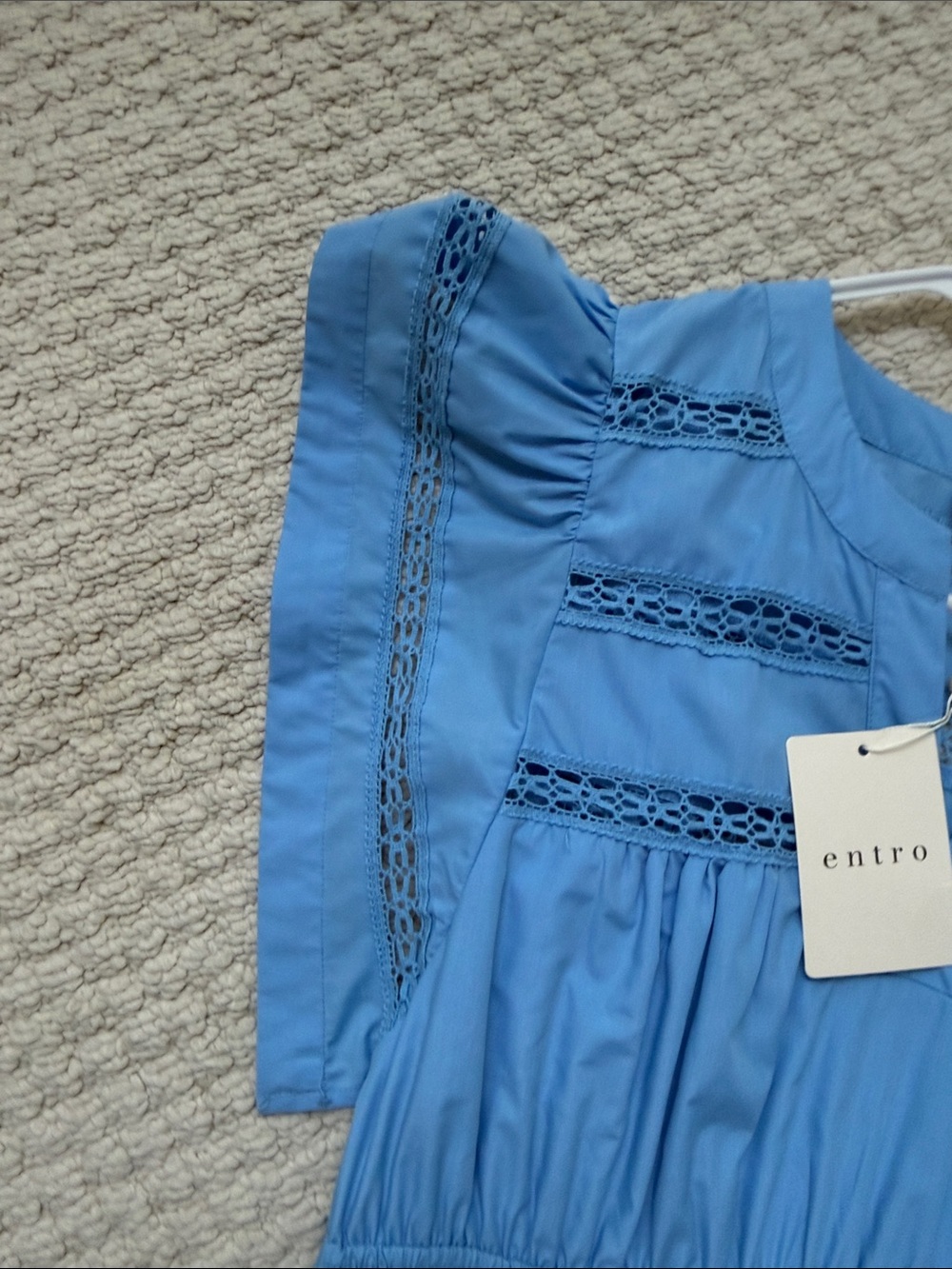 entro Blue Tiered Midi Dress with Lace Trim - Picture 5 of 7